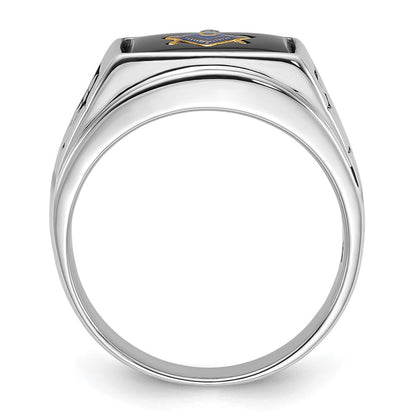 Massiver Herren-Freimaurerring aus 14K Weißgold