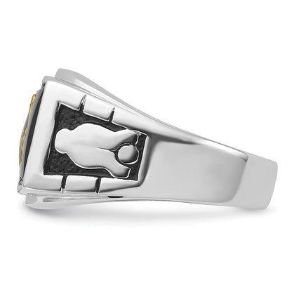 Massiver Herren-Freimaurerring aus 14K Weißgold
