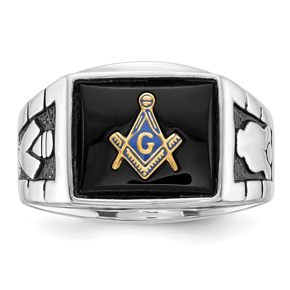 Massiver Herren-Freimaurerring aus 14K Weißgold