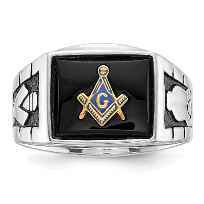Massiver Herren-Freimaurerring aus 14K Weißgold