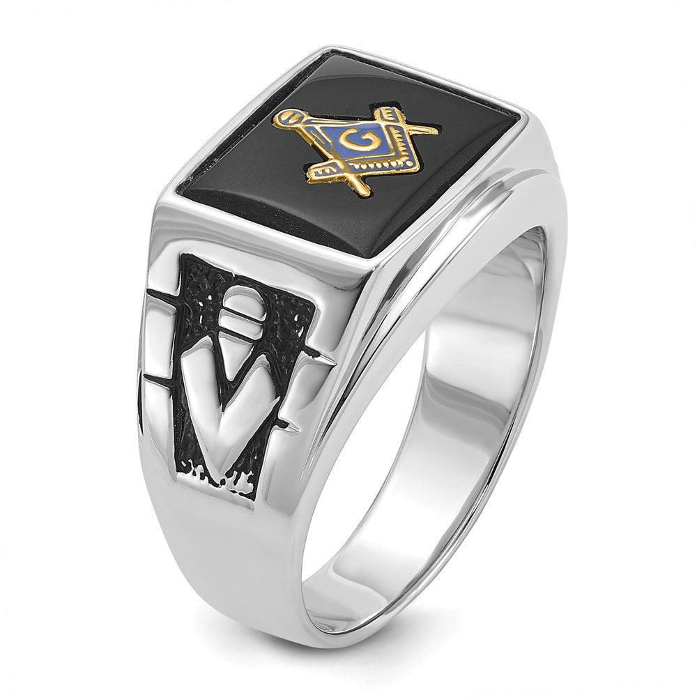 Massiver Herren-Freimaurerring aus 14K Weißgold