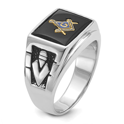 Massiver Herren-Freimaurerring aus 14K Weißgold