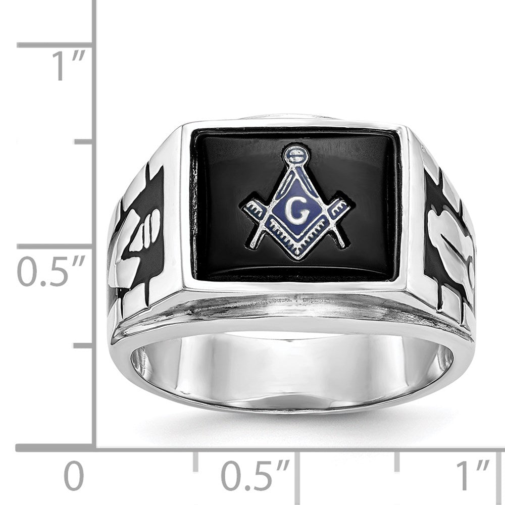 Massiver Herren-Freimaurerring aus 14K Weißgold