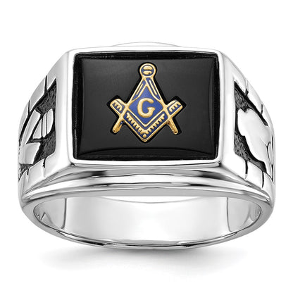 Massiver Herren-Freimaurerring aus 14K Weißgold