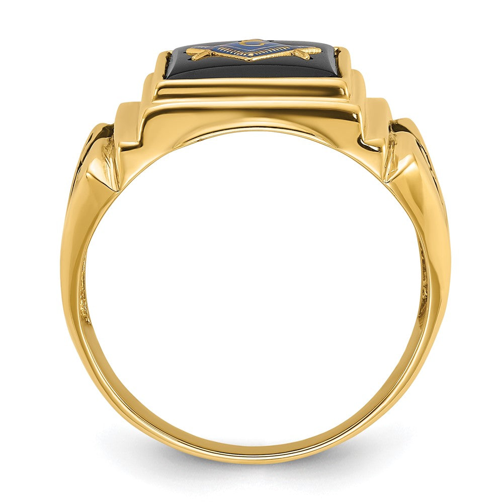 Herren-Freimaurerring aus massivem 14K Gelbgold