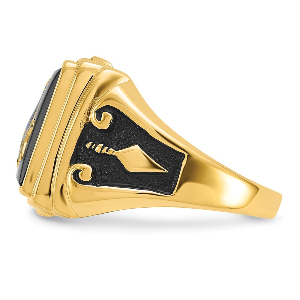 Herren-Freimaurerring aus massivem 14K Gelbgold