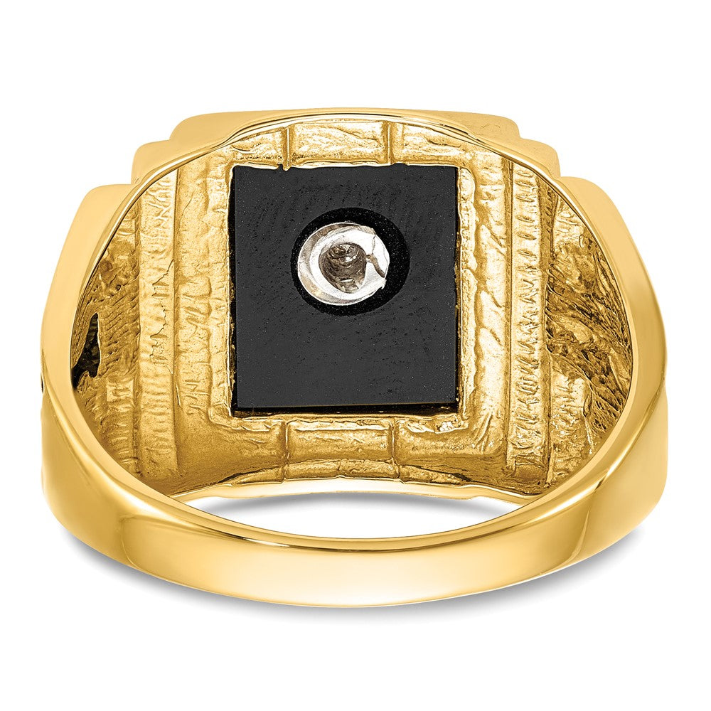 Herren-Freimaurerring aus massivem 14K Gelbgold