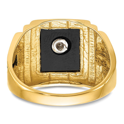 Herren-Freimaurerring aus massivem 14K Gelbgold