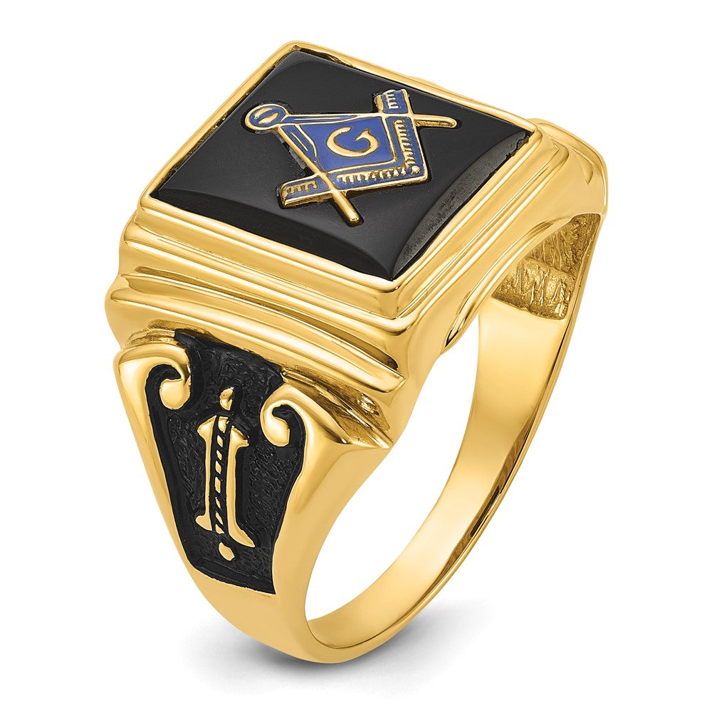 Herren-Freimaurerring aus massivem 14K Gelbgold