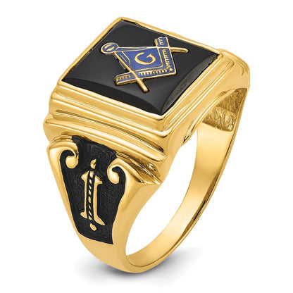 Herren-Freimaurerring aus massivem 14K Gelbgold