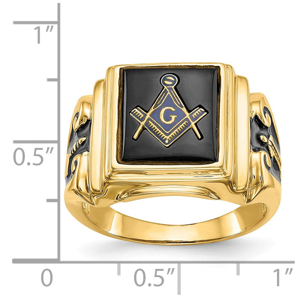 Herren-Freimaurerring aus massivem 14K Gelbgold