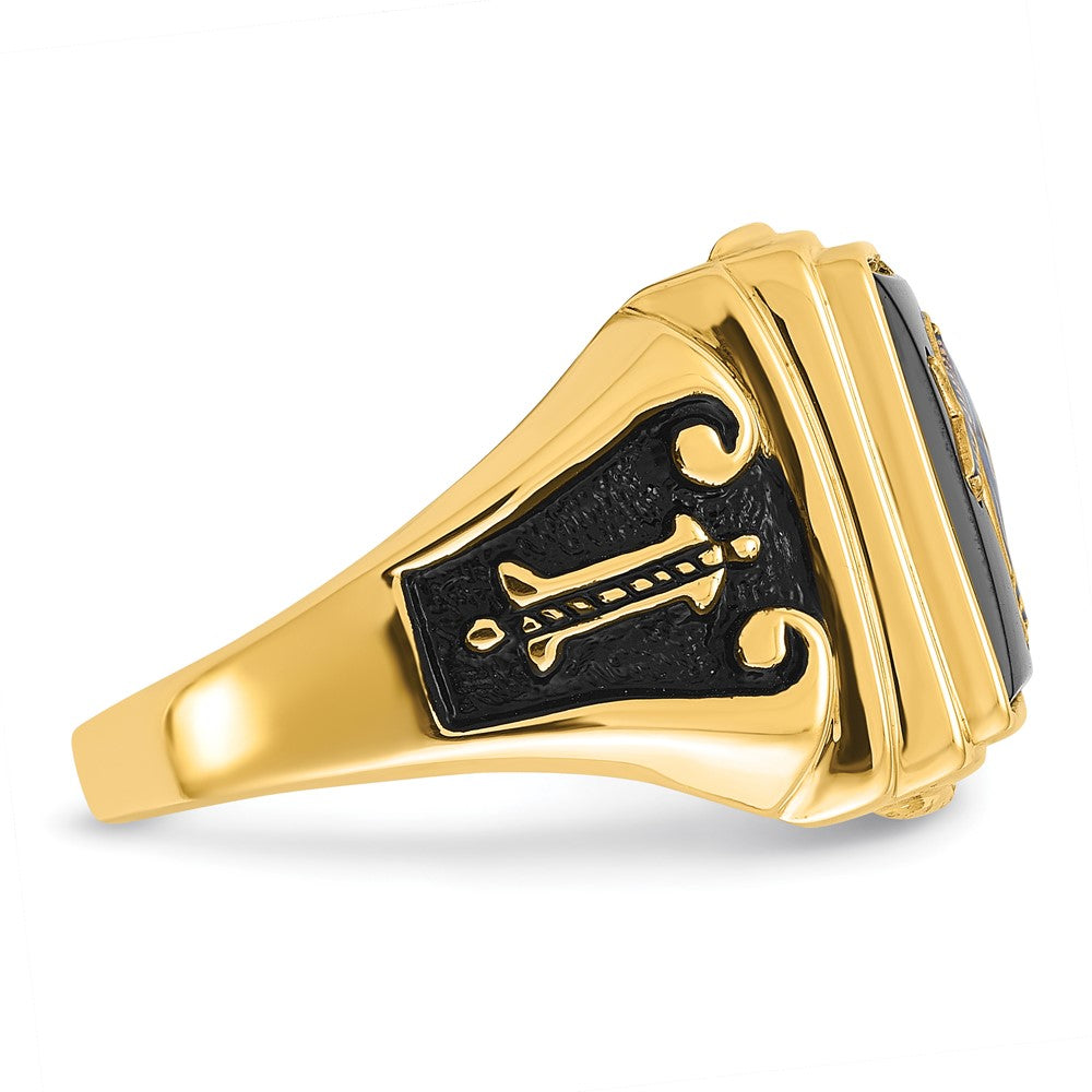 Herren-Freimaurerring aus massivem 14K Gelbgold