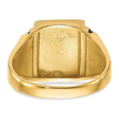 Massiver Freimaurer-Ring für Herren aus 14K Gelbgold mit Emaille