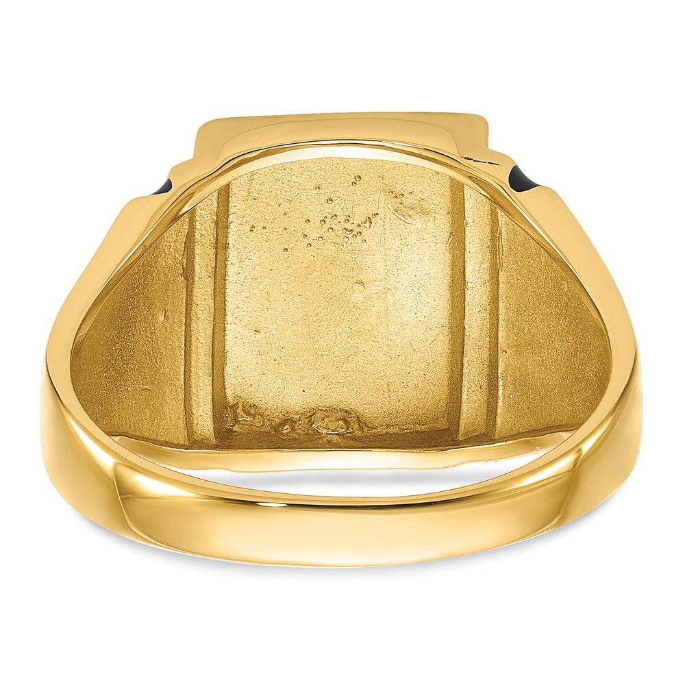 14K Gelbgold Herren Freimaurerring, poliert und strukturiert
