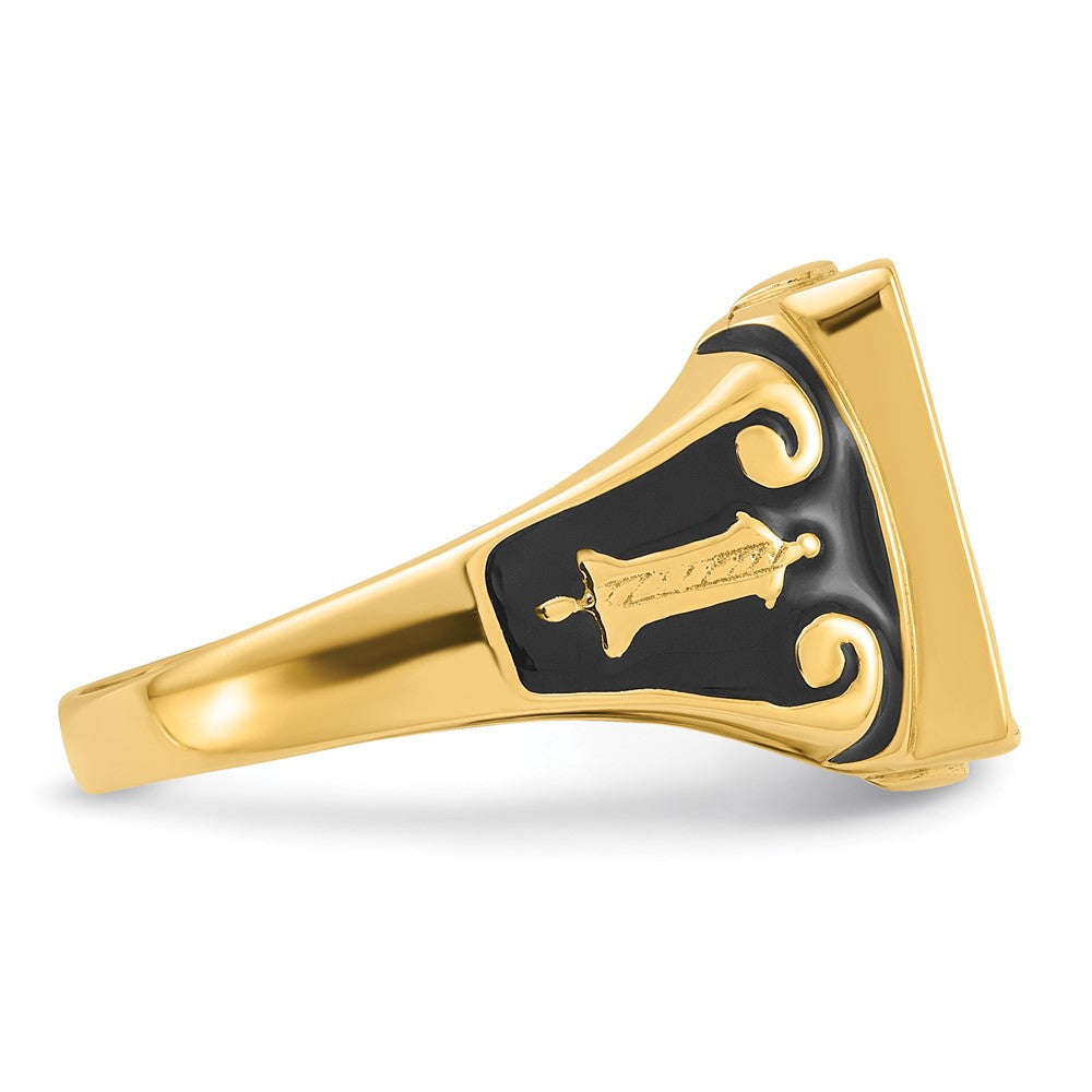 Massiver Freimaurer-Ring für Herren aus 14K Gelbgold mit Emaille