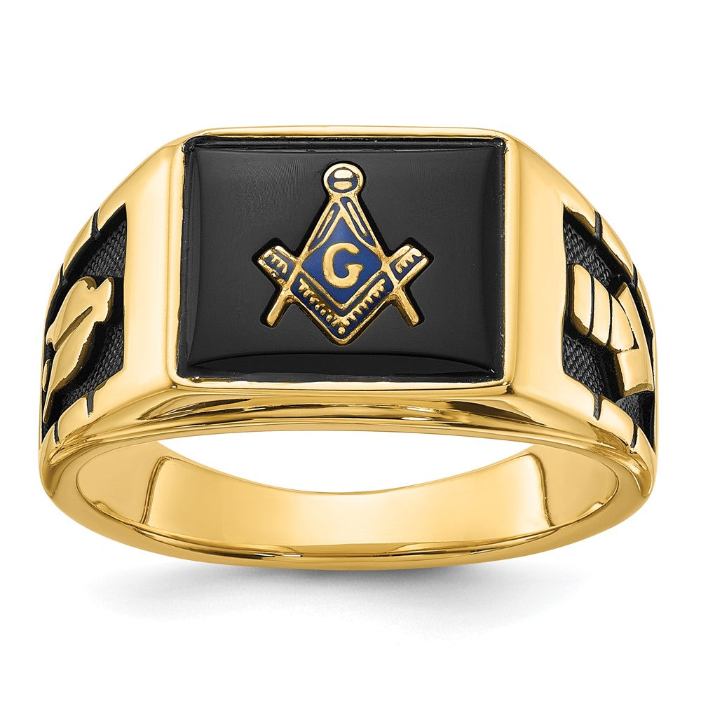 Massiver Herren-Freimaurerring aus 14K Gelbgold