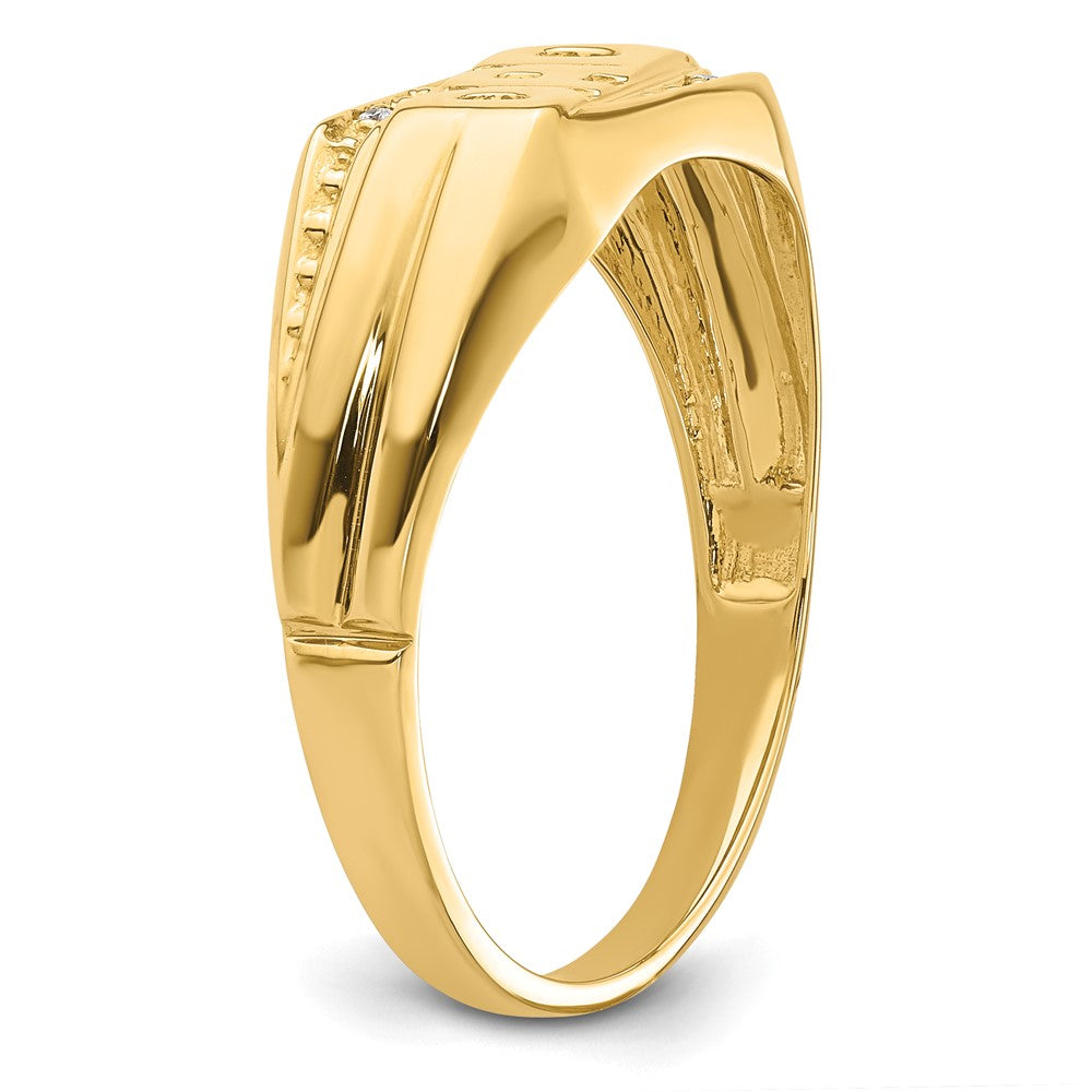 14K Gelbgold Herrenring mit AAA-Diamant