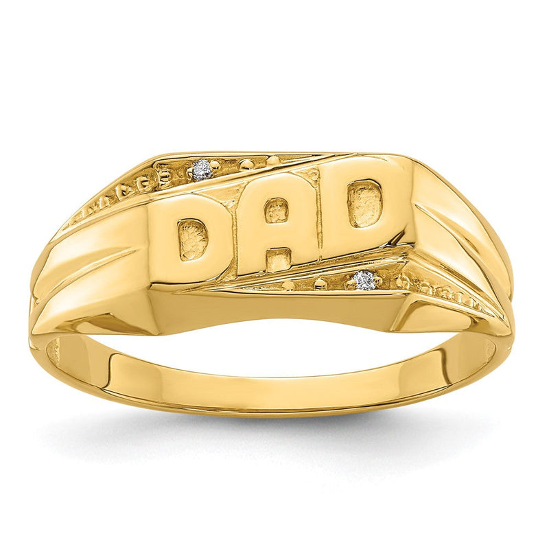 Herren-Ring "DAD" zum Vatertag mit natürlichen Diamanten in 14K Gelbgold