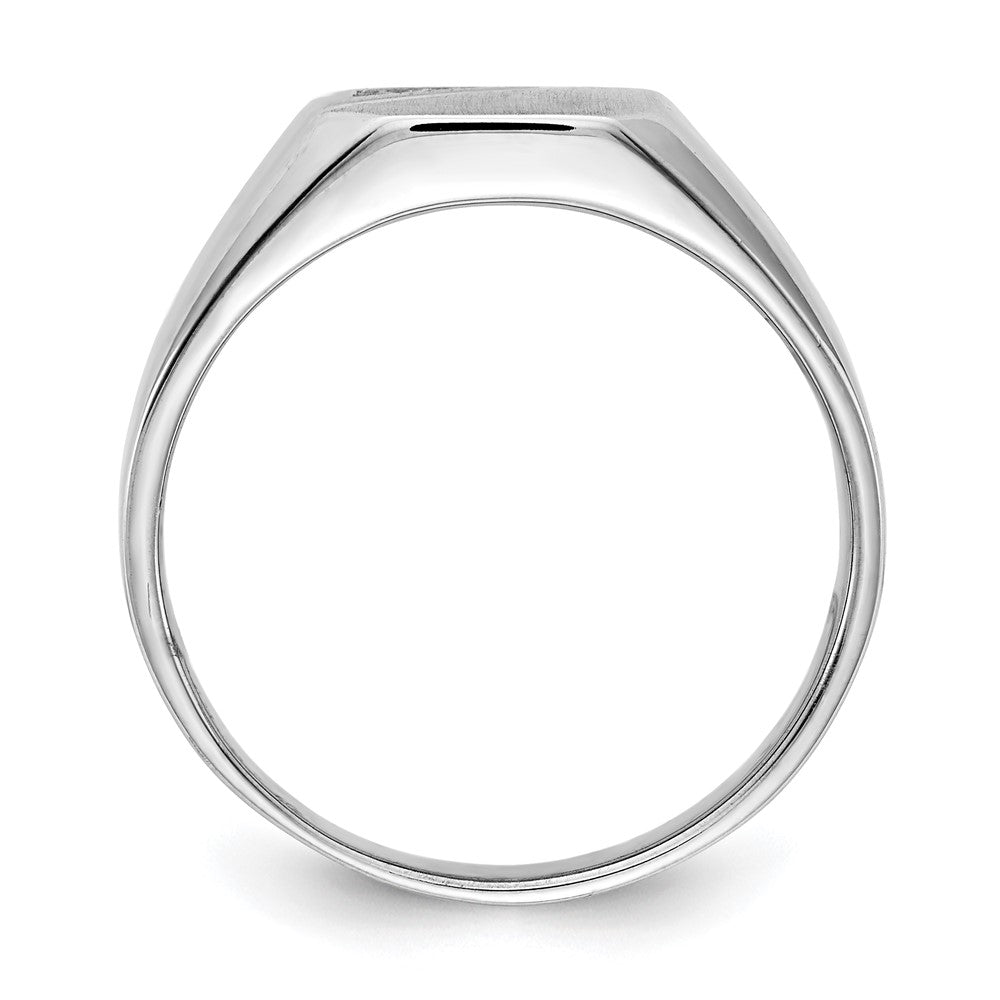 14K Weißgold 10.0x9.0mm Offen Rückseite Aa Diamant Siegel Ring