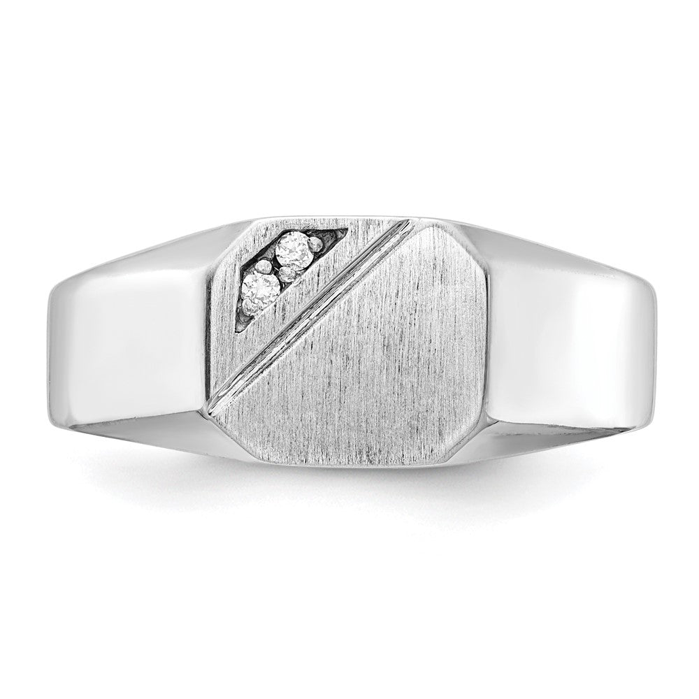 14K Weißgold 10.0x9.0mm Offen Rückseite Vs Diamant Siegel Ring