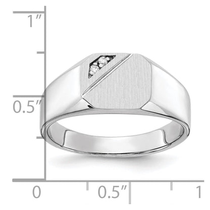 14K Weißgold 10.0x9.0mm Offen Rückseite Vs Diamant Siegel Ring