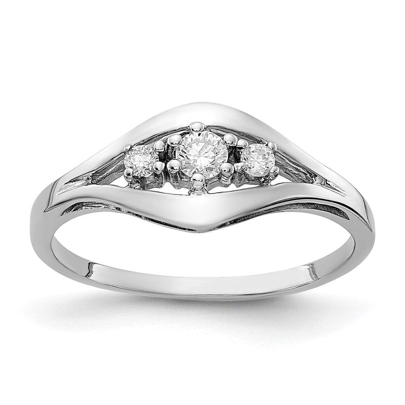 14K Weißgold-Ring mit echten AAA-Diamanten