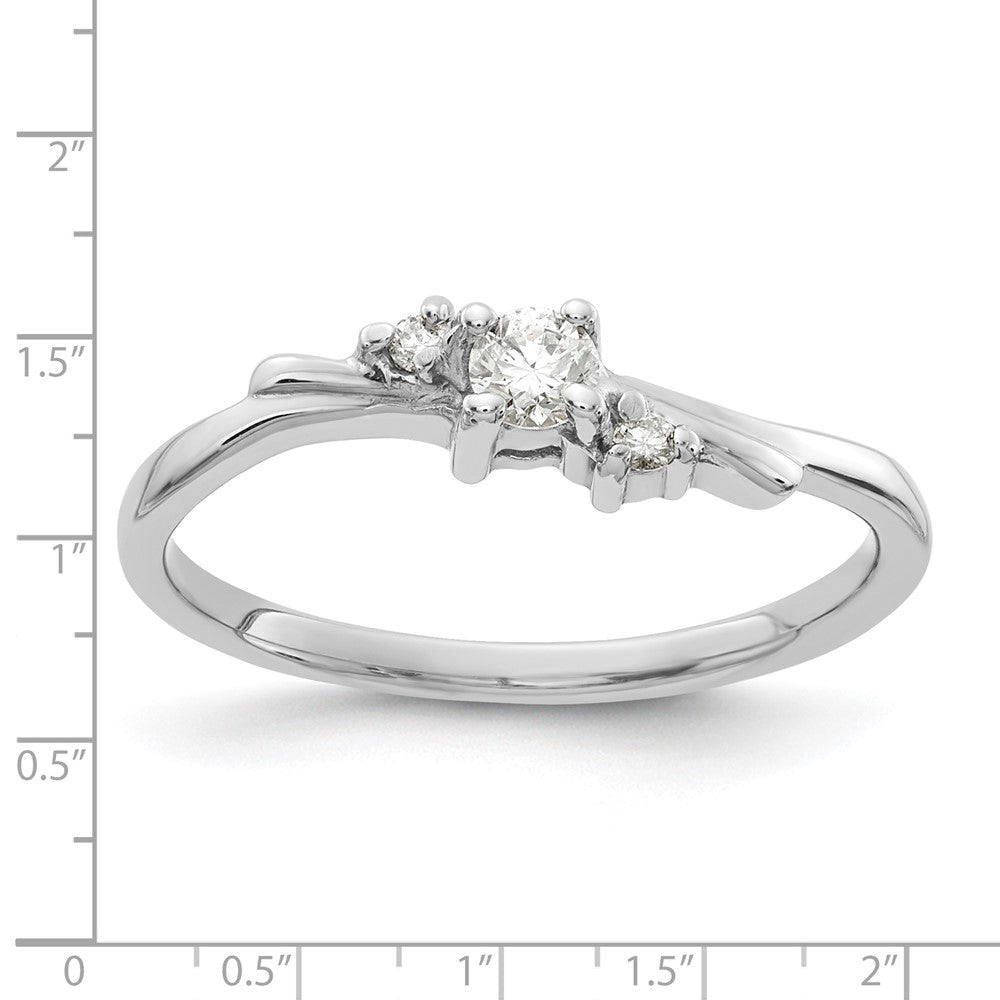 14K Weißgold-Ring mit echten AAA-Diamanten