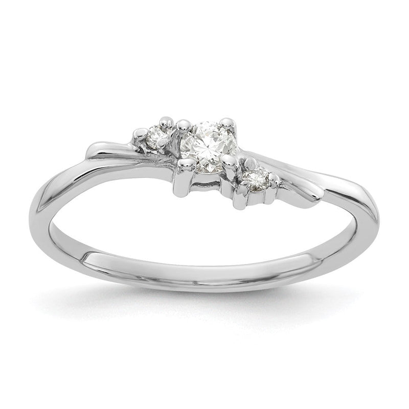 14K Weißgoldring mit echten Diamanten (VS)