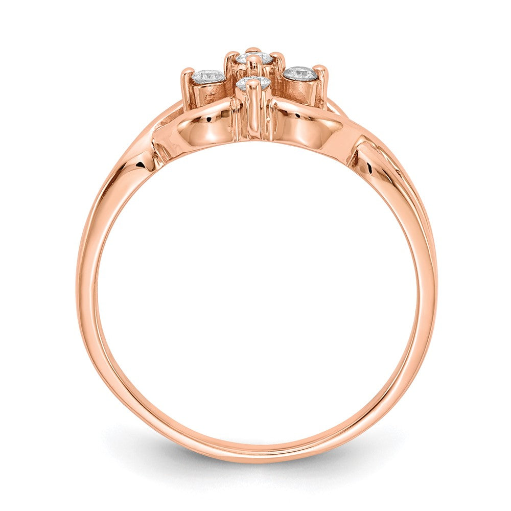 14K Roségold Ring poliert mit AA echtem Diamant