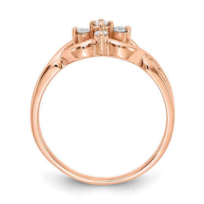 14K Roségold Ring poliert mit AA echtem Diamant