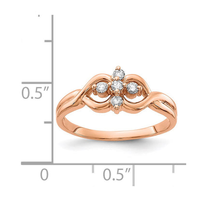 14K Roségold Ring poliert mit AA echtem Diamant
