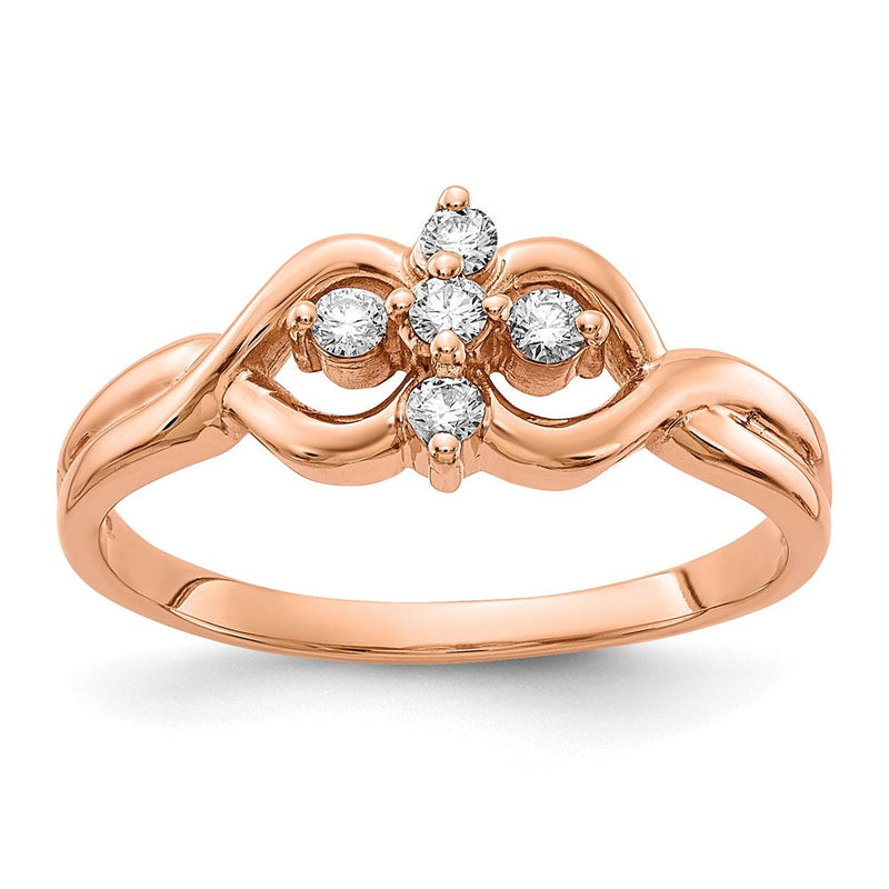 14K Roségold Ring mit natürlichen Diamanten der Reinheit VS