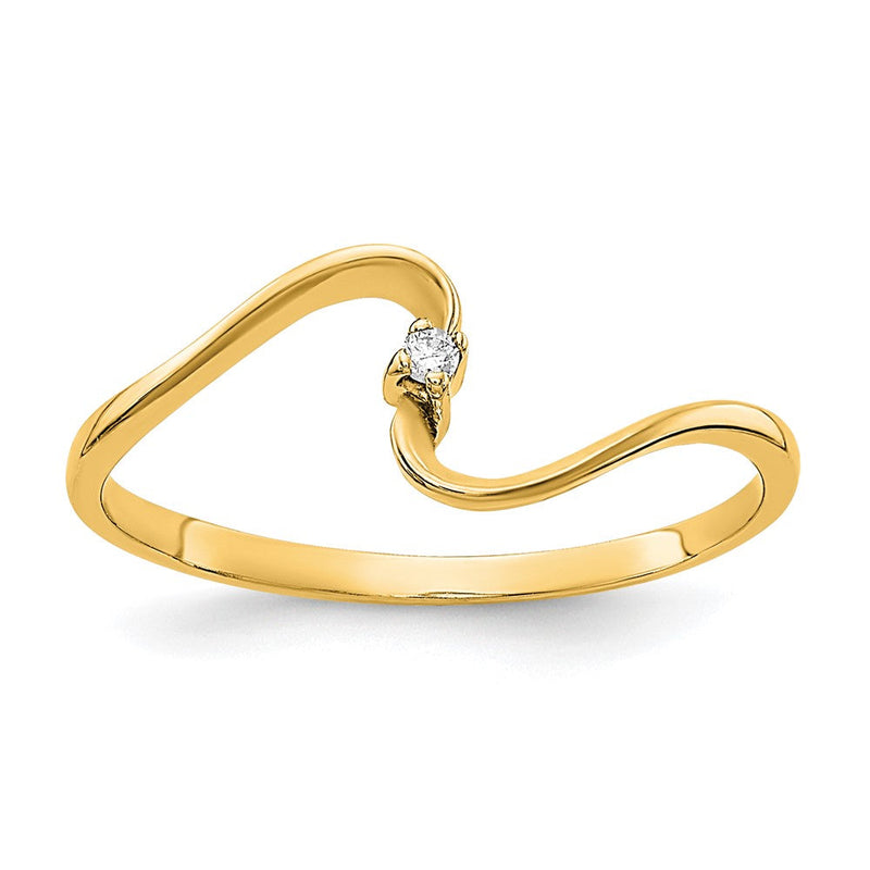 14K Gelbgold Ring mit echten AAA-Diamanten