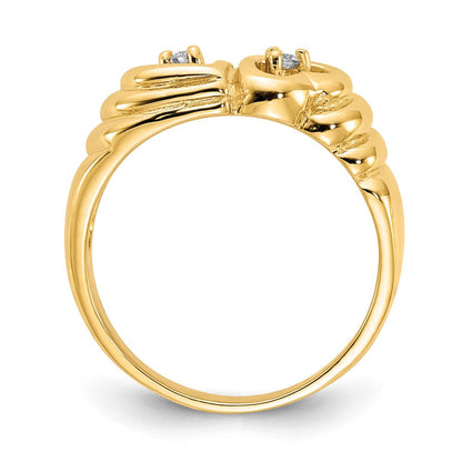 14K Gelbgold Herzring mit natürlichen Diamanten VS