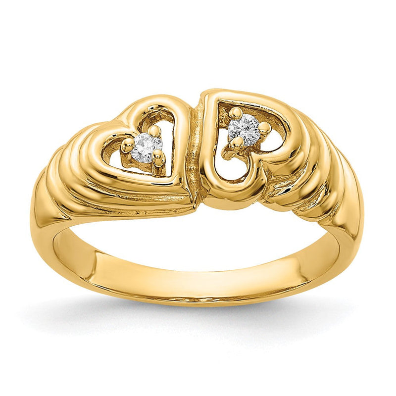14K Gelbgold Ring mit natürlichem Diamant-Herz