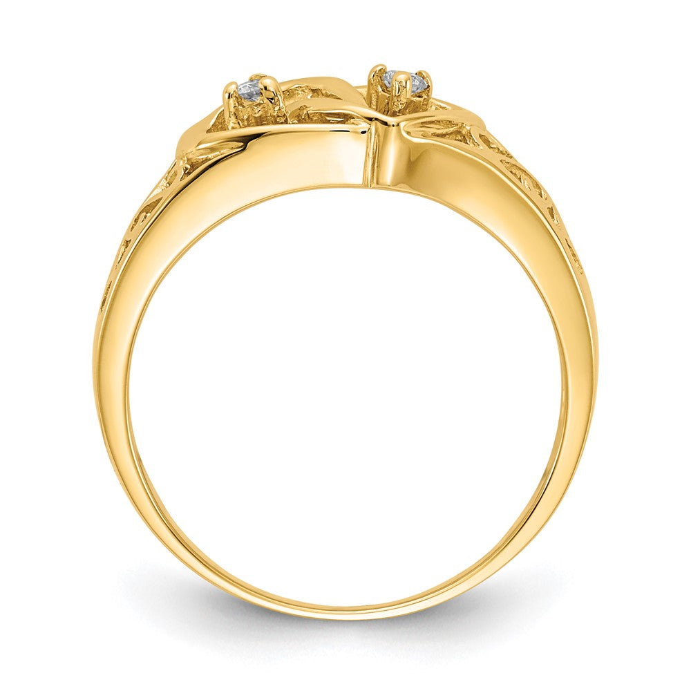14K Gelbgold Aaa Diamant Herz Ring