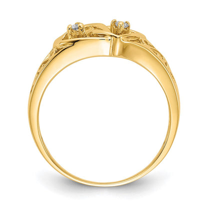 14K Gelbgold Aaa Diamant Herz Ring