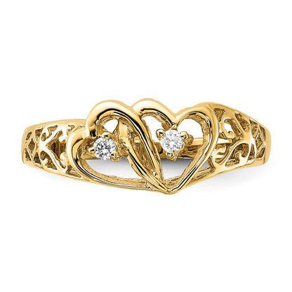 14K Gelbgold Aaa Diamant Herz Ring