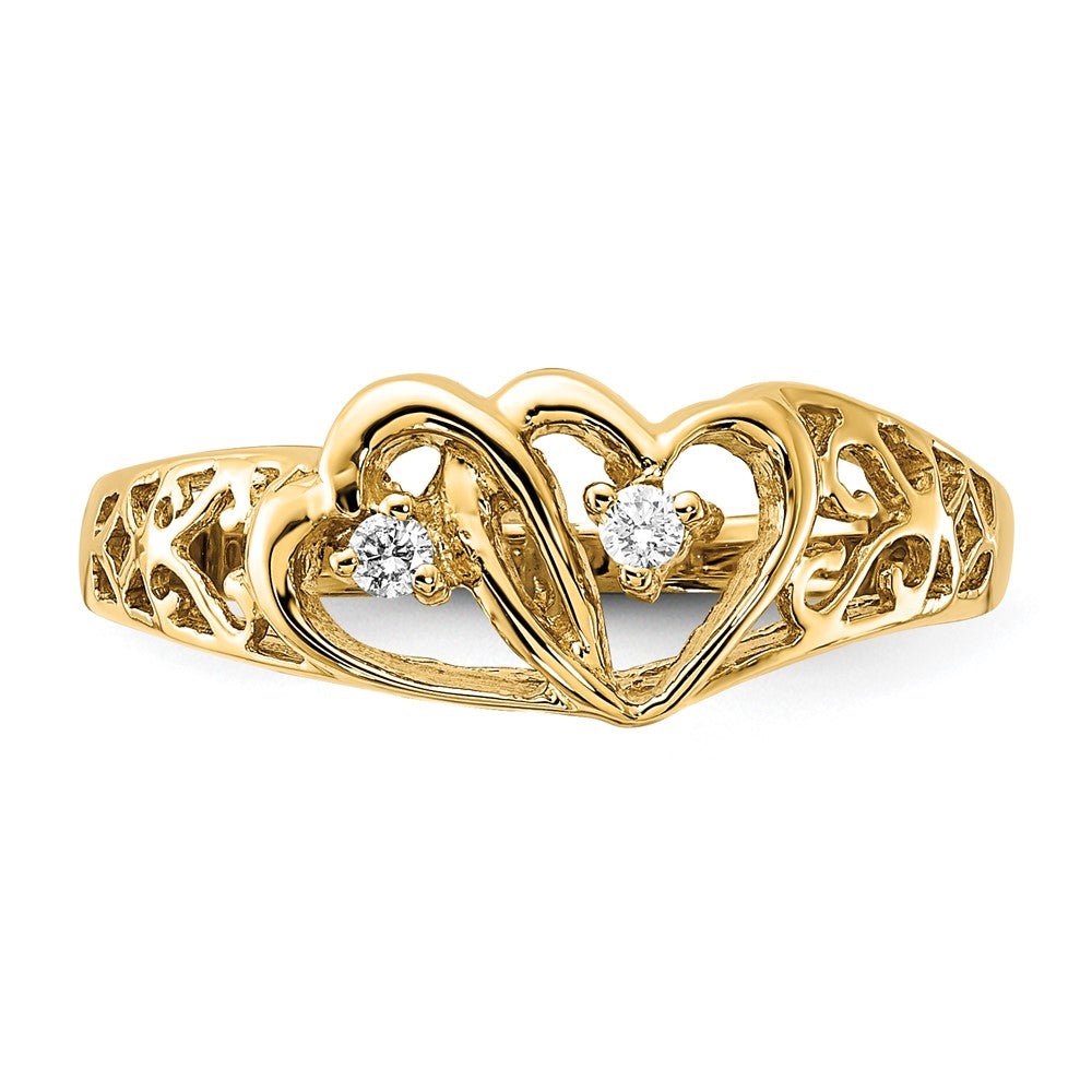 14K Gelbgold Aa Diamant Herz Ring