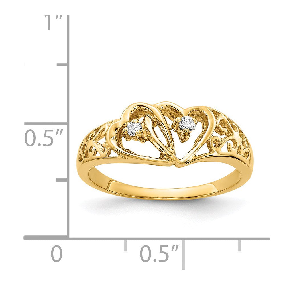 14K Gelbgold Vs Diamant Herz Ring