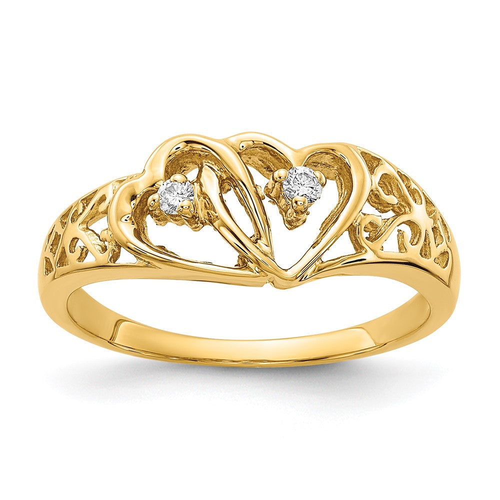 14K Gelbgold Vs Diamant Herz Ring