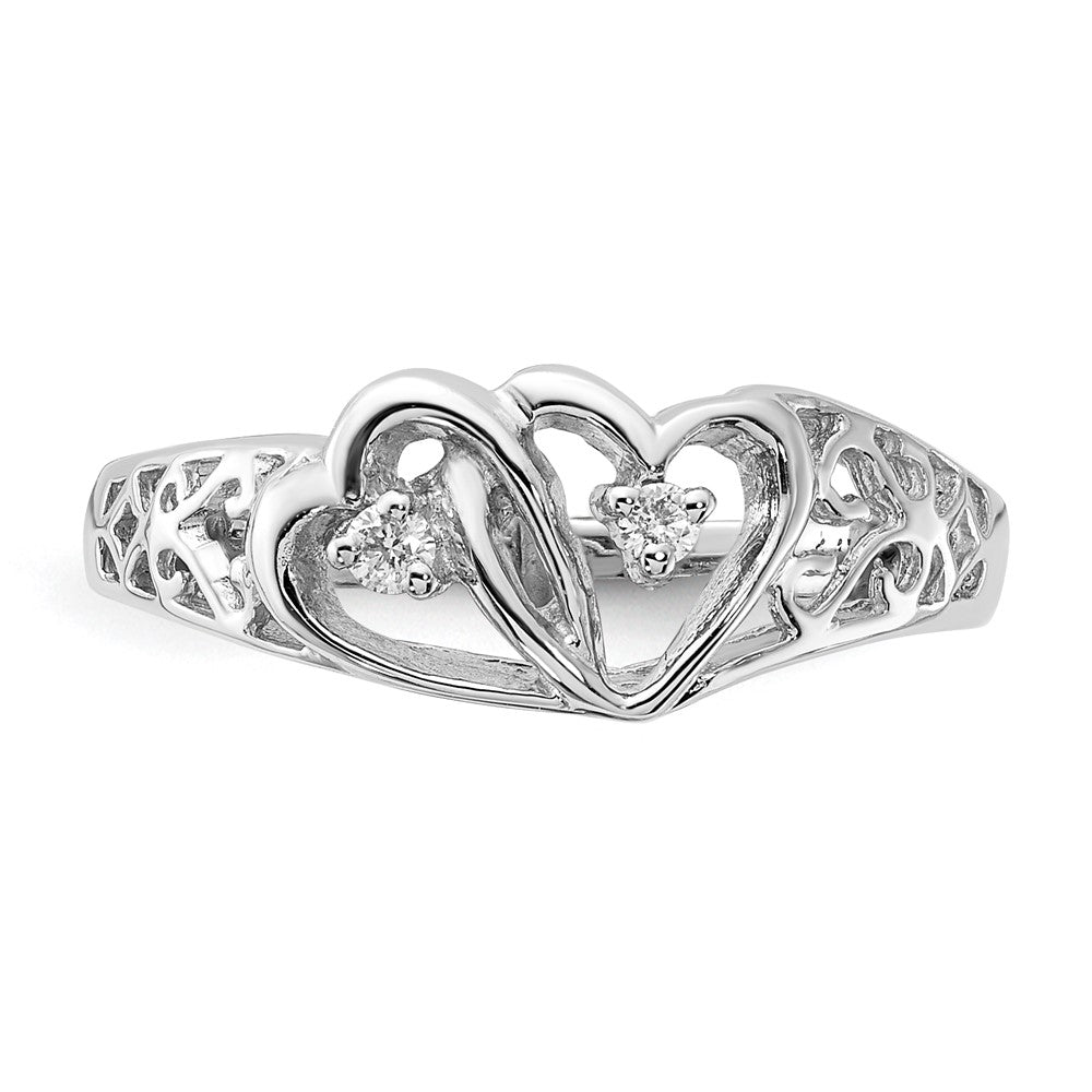 14K Weißgold Aaa Diamant Herz Ring