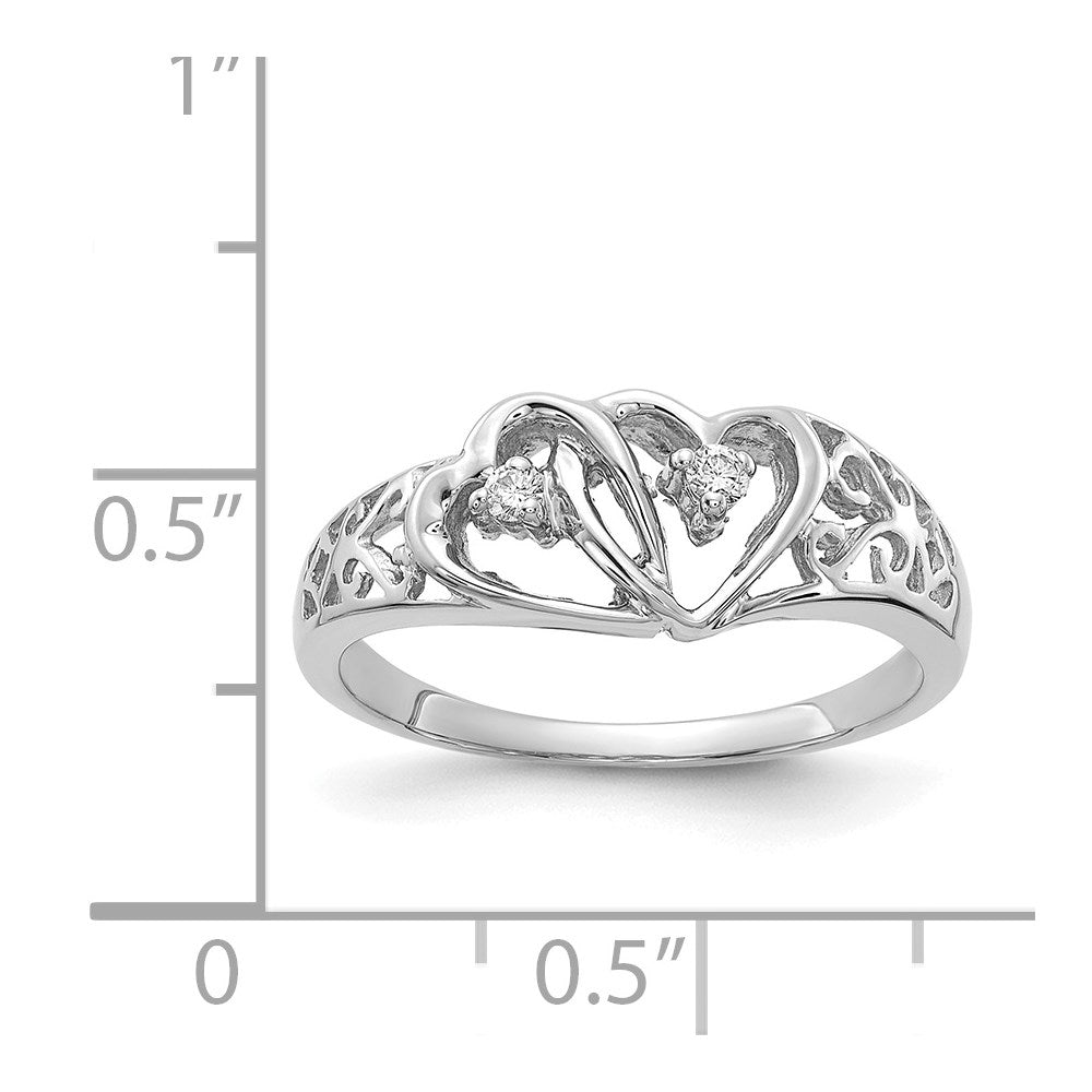 14K Weißgold A Diamant Herz Ring