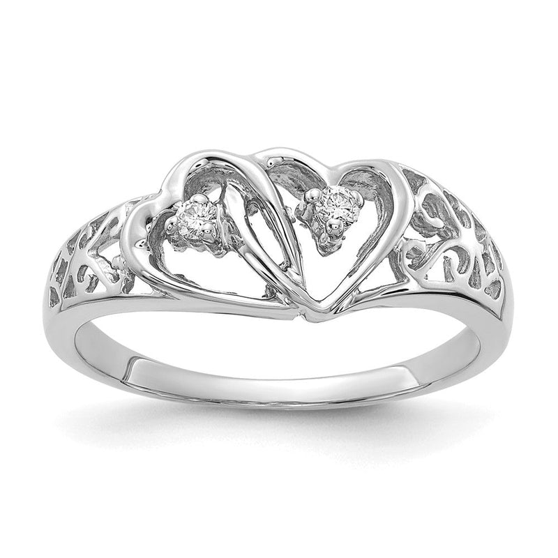 14K Weißgold Ring mit natürlichem Diamant in Herzform