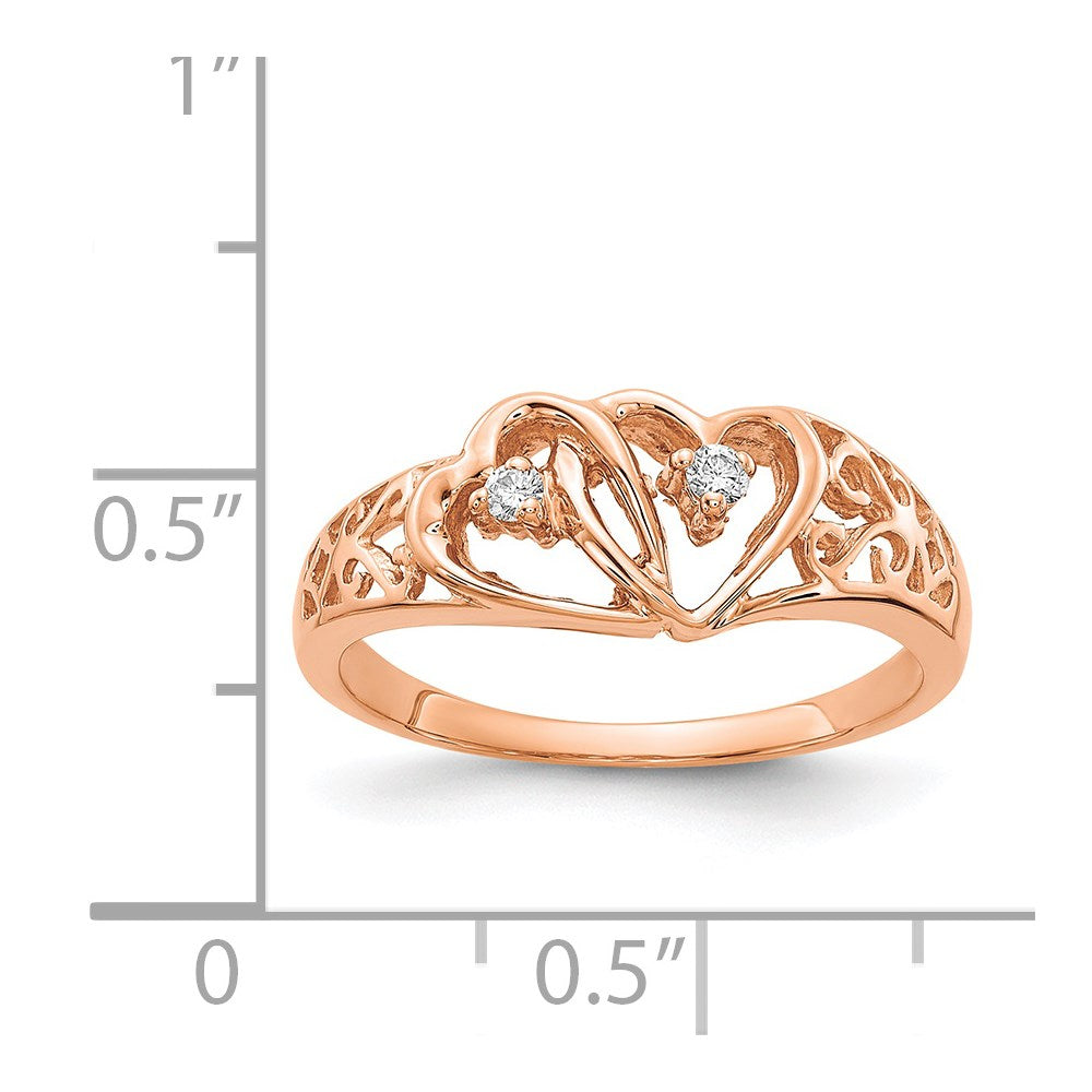 14K Roségold Aa Diamant Herz Ring