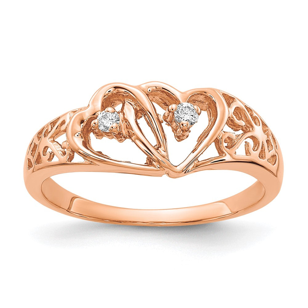 14K Roségold Vs Diamant Herz Ring