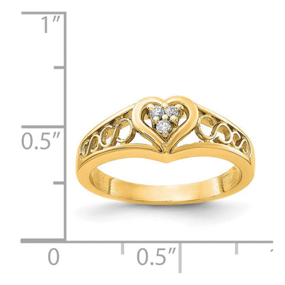 14K Gelbgold A Diamant Herz Ring