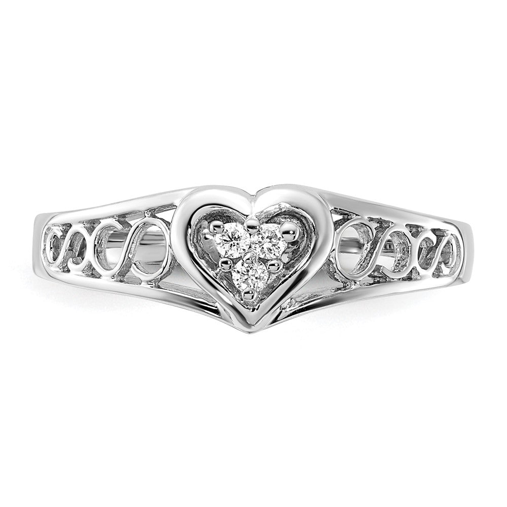 14K Weißgold Ring mit echtem Diamant in Herzform