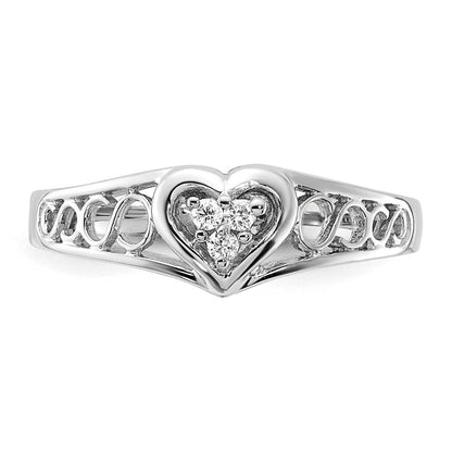 14K Weißgold Ring mit echtem Diamant in Herzform