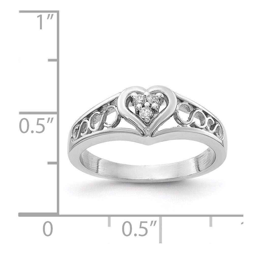 14K Weißgold Ring mit echtem Diamant in Herzform